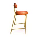 Ver imagem 5 de Banqueta Cozinha Média com Encosto Londres Kit 2 PU Aço Industrial Dourado D03 - D'Rossi