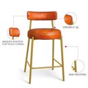 Ver imagem 3 de Banqueta Cozinha Média com Encosto Londres Kit 2 PU Aço Industrial Dourado D03 - D'Rossi