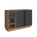 Ver imagem 2 de Armário Baixo para Escritório 2 Portas 2 Gavetas Mel/Grafite Office