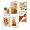 Ver imagem 1 de Kit 6 Quadros Decorativos para Sala Estar com Moldura Caixa e Folhas Frases Lar
