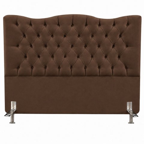 Cabeceira Espanha Queen Estofada em Suede Capitonê 160 cm:Marrom