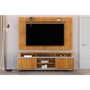 Ver imagem 1 de Home P/ Tv até 65 Pol Lume/olimpic Ripado C/ Prateleira e Nichos 180x168cm Cedro/bali - Dj Móveis
