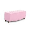 KIT + Cabeceira Com Recamier Baú Dunas Princesa em captonê 1,60 Casal Cama Box Rosa Bebê Corino Dala - 3