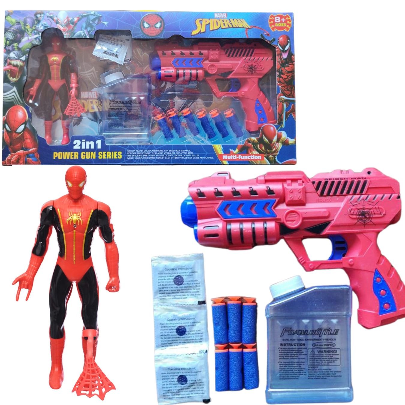 Arminha de Dardo e Bolinha Gel + Boneco Modelo:homem Aranha - 1