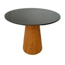 Ver imagem 1 de Mesa de Jantar Redonda Cone 90 Cm Tampo Laca Preta Base Freijó Cor Marrom