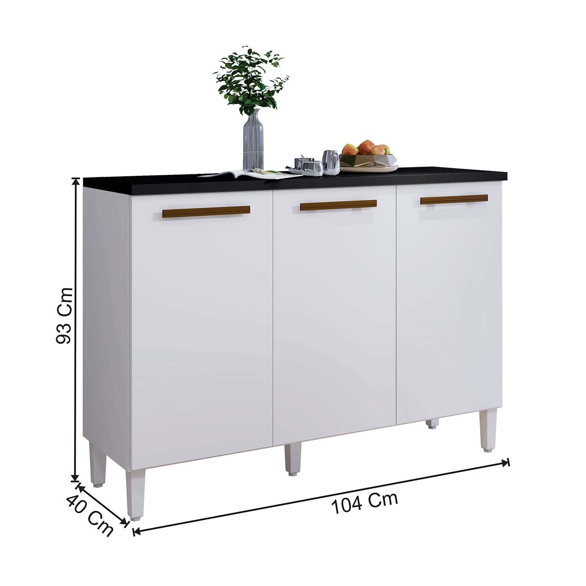 Balcão Organizador Multiuso para Cozinha Compacta 3 Portas - Branco - 4