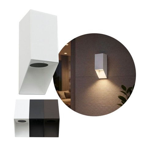Arandela Sobrepor Bisel 1 Foco Branca Parede Fachada + Led Mr16 Br. Quente St3256
