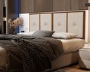 Ver imagem 1 de Painel Cabeceira Box Queen 1,60 Detalhe Madeira Suede Bege - Comprar Moveis em Casa