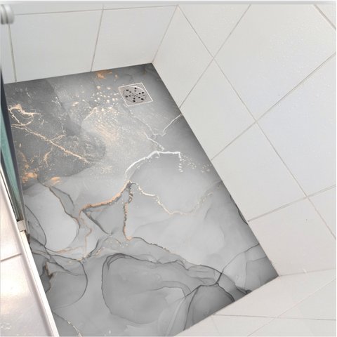 Adesivo Piso Box Mármore Cinza Gold Antiderrapante Colacomigo 1,20 X 0,97 Metros