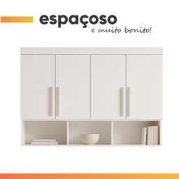 Modulo Ja Georgia Armário Aereo 1,47m Branco Fosco - 6 Modulo Ja Georgia Armário Aereo 1,47m Branco Fosco - 6