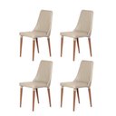 Ver imagem 1 de Kit de 4 Cadeiras de Madeira Maciça Estofada Lara - Natural C/ Pu Off White - Champanhe