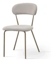 Ver imagem 2 de 2 Cadeiras Jantar Luxo Tecido Boucle Off White Tubo Champagne