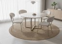 Ver imagem 4 de 2 Cadeiras Jantar Luxo Tecido Boucle Off White Tubo Champagne