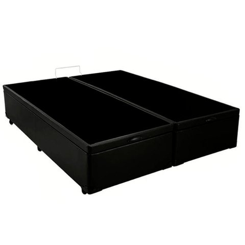 Cama Box Baú King Bipartido Sintético Sereneprime Preto 192x203x44