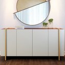 Ver imagem 3 de Aparador Buffet para Sala de Jantar 4 Portas 160cm Puerto C04 Off White Nogueira Preto Dourado - Lya