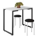 Ver imagem 1 de Mesa de Cozinha Bistrô Porto Branco 90cm com 2 Banquetas Industriais Maviê Preto/Branco - Mpozenato