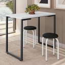 Ver imagem 2 de Mesa de Cozinha Bistrô Porto Branco 90cm com 2 Banquetas Industriais Maviê Preto/Branco - Mpozenato