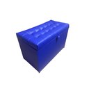 Ver imagem 3 de Puff Baú Retangular Estofado C/ Pistão À Gás - Azul Royal Corino