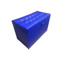 Ver imagem 3 de Puff Baú Retangular Estofado C/ Pistão À Gás - Azul Royal Corino