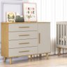 Cômoda Infantil Retrô 4 Gavetas com Fraldário Ludmila Off White com Bétula Carolina Baby - 1