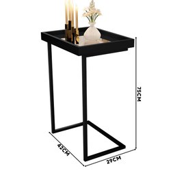 Mesa Lateral para Sofá com Espelho Preto 4774 Luxo Jb Bechara - 4