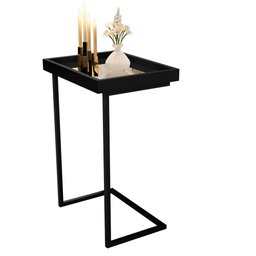 Mesa Lateral para Sofá com Espelho Preto 4774 Luxo Jb Bechara - 2