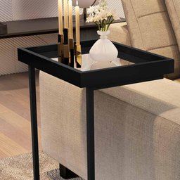Mesa Lateral para Sofá com Espelho Preto 4774 Luxo Jb Bechara - 3