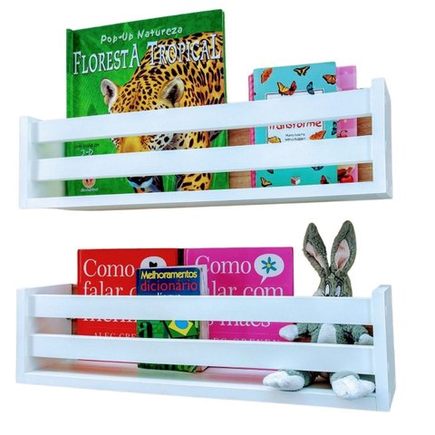 Kit 2 Nicho Revisteiro Infantil Prateleira para Livros Quarto de Bebê MDF 55cm