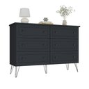 Ver imagem 2 de Cômoda Industrial 136cm C/ 6 Gavetas e Pés em Aço 100% Mdf Cor:grafitto