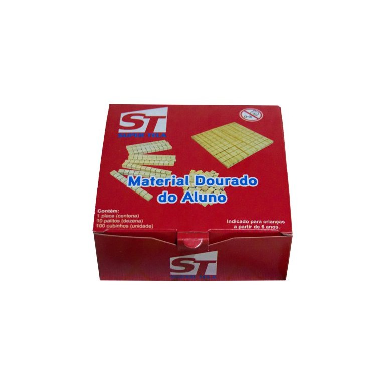 Material Dourado  Escolar 111 peças /Caixa de Papelão - Pacote com 3 unidades
