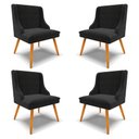 Ver imagem 1 de Kit 4 Cadeiras Decorativas Sala de Jantar Pés Palito de Madeira Firenze Suede Preto/Natural G19 - Gr