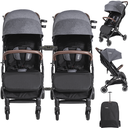 Ver imagem 2 de Carrinho de Gemeos 2 Bebe Conforto 2 Base Kiddo Sprint Grafite