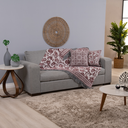 Ver imagem 2 de Kit 5 Peças Xale para Sofá 1,35x1,35m com Almofadas Cheias Dupla Face Grécia Jacquard Cor Vinho