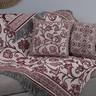 Kit 5 Peças Xale para Sofá 1,35x1,35m com Almofadas Cheias Dupla Face Grécia Jacquard Cor Vinho - 4