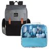 Kit Mochila Bolsa Maternidade e Higiene Bebê Neném 13 Itens:cinza+azul - 1