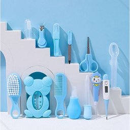 Kit Mochila Bolsa Maternidade e Higiene Bebê Neném 13 Itens:cinza+azul - 4