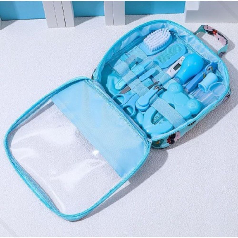 Kit Mochila Bolsa Maternidade e Higiene Bebê Neném 13 Itens:cinza+azul - 6