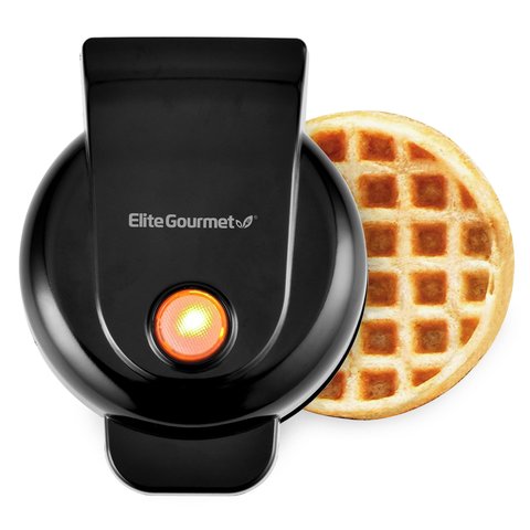 Elite Gourmet Mini Máquina de Waffles 5" Antiaderente Compacta (preta)