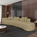 Ver imagem 1 de Sofá Curvo Decorativo Kimiko 427cm 5 Lugares Sala de Estar com Chaise Bouclê Bege G52 - Gran Belo