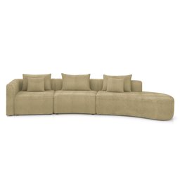 Sofá Curvo Decorativo Kimiko 427cm 5 Lugares Sala de Estar com Chaise Bouclê Bege G52 - Gran Belo - 5