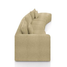 Sofá Curvo Decorativo Kimiko 427cm 5 Lugares Sala de Estar com Chaise Bouclê Bege G52 - Gran Belo - 6