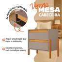Ver imagem 3 de Mesa de Cabeceira Verona 2 Gavetas MDF-MDP Moderno Cinza Infantile Móveis