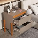 Ver imagem 4 de Mesa de Cabeceira Verona 2 Gavetas MDF-MDP Moderno Cinza Infantile Móveis