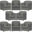 Ver imagem 1 de Kit 8 Poltronas Mila Corino Cores Pé de Plástico Cromado - Cinza Corino