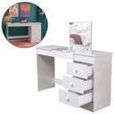 Ver imagem 3 de Penteadeira Escrivaninha Compacta com Espelho e 3 Gavetas para Maquiagem ou Estudos