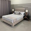 Ver imagem 2 de Cama Moderna Luxo com Cabeceira Berlim Linho Rbl:king/bege