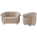 Ver imagem 1 de Kit Namoradeira 2 Lugares e Poltrona Decorativa Orgânica Perseu M03 Veludo Bege - Lyam Decor