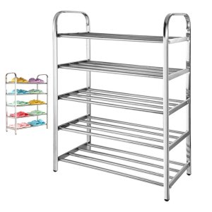 Sapateira Prateleira Inox 5 Andares Sapato Tenis Sandalia Calçado Organizaçao Hall de Entrada Rack e