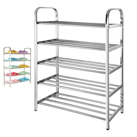 Sapateira Prateleira Inox 5 Andares Sapato Tenis Sandalia Calçado Organizaçao Hall de Entrada Rack e