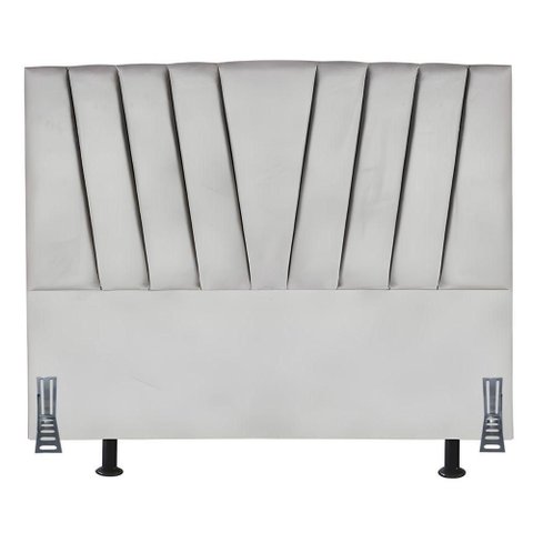 Cabeceira Cama Box King 195 Cm Joana em Corino com Frame Cinza